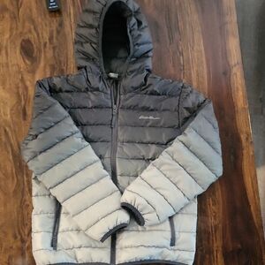 Eddie Bauer Two-Tone Hooded Puffer Jacket SZ 10-12 M EXC COND